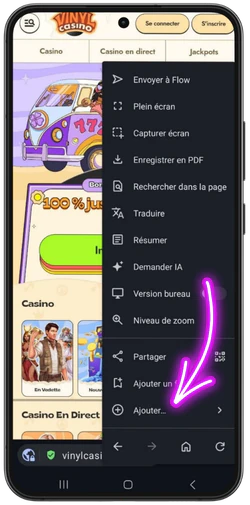 Choisir Ajouter pour Vinyl Casino sur Android