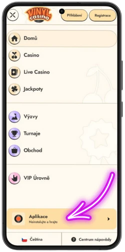 Vyhledání položky pro Vinyl Casino v nabídce