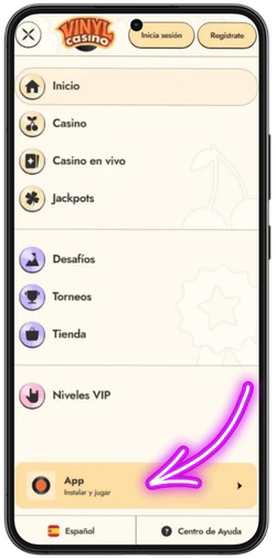 Localizar la entrada de Vinyl Casino en el menú