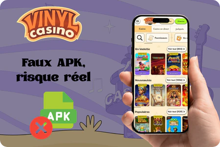 Avertissement sur les faux fichiers Vinyl Casino APK en ligne