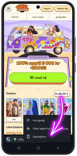 Legge Vinyl Casino-ikonet på hjemskjermen