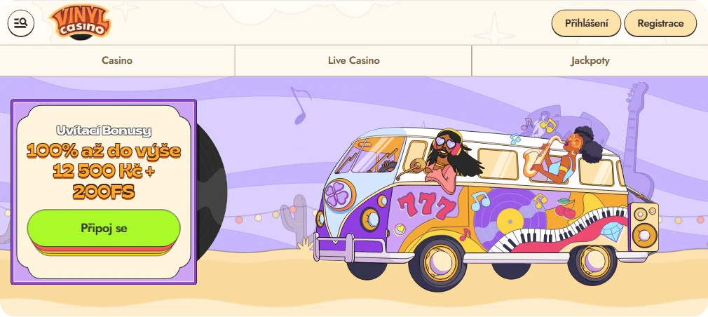Pohled na hlavní stránku kasina Vinyl Casino