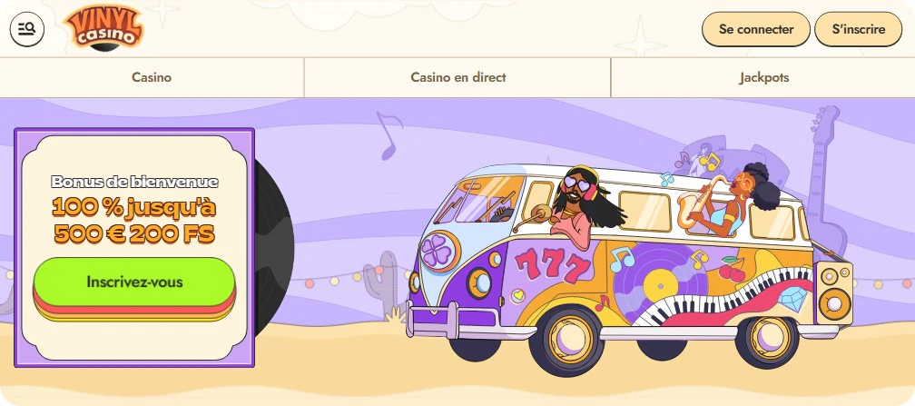 Aperçu de la page d'accueil du casino Vinyl Casino