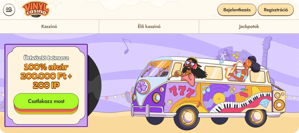 A Vinyl Casino kaszinó főoldalának nézete