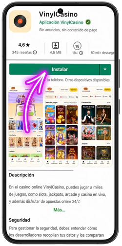 Instalar Vinyl Casino como PWA en el móvil