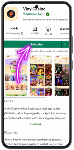 A Vinyl Casino telepítése PWA-ként mobilon