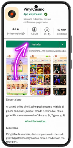 Installare Vinyl Casino come PWA sul telefono