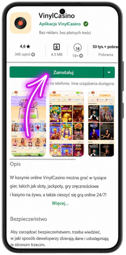 Instalowanie Vinyl Casino jako PWA na telefonie