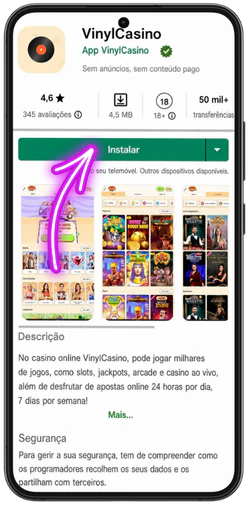 Instalar o Vinyl Casino como PWA no telemóvel