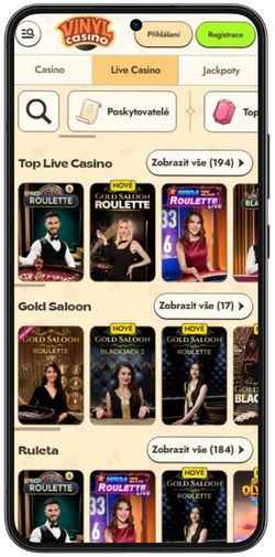 Živé kasino Vinyl Casino na mobilu
