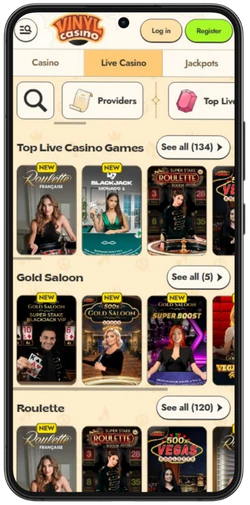 Vinyl Casino live casino on mobile
