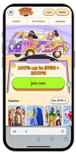 Opening Vinyl Casino in Safari on iPhone