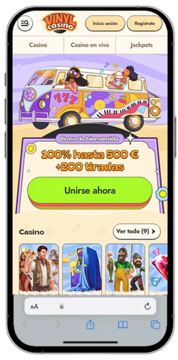 Abrir Vinyl Casino en Safari en el iPhone