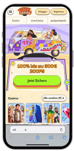 Vinyl Casino in Safari auf dem iPhone öffnen