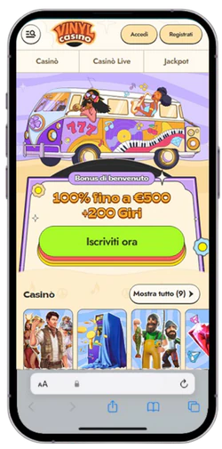 Aprire Vinyl Casino in Safari su iPhone