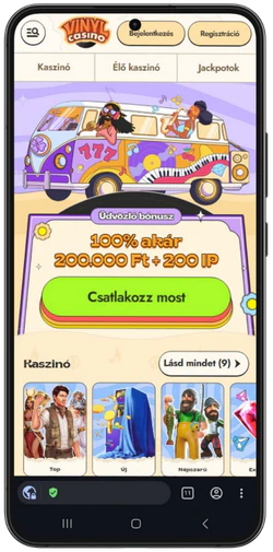 A Vinyl Casino megnyitása mobilböngészőben