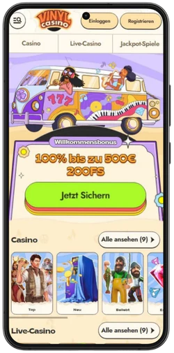 Vinyl Casino im mobilen Browser öffnen