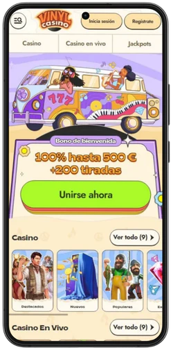 Abrir Vinyl Casino en el navegador del móvil