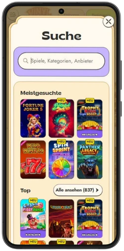 Vinyl Casino game search on mobile