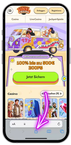 Teilen-Symbol für Vinyl Casino in Safari antippen