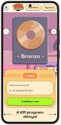 A Vinyl Casino VIP-klubja mobilon