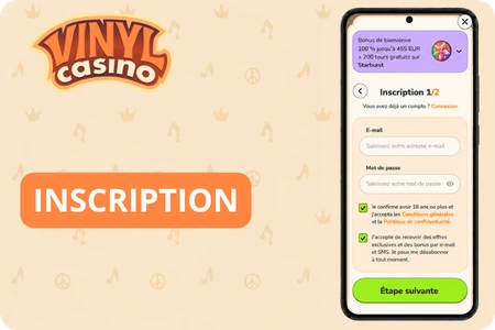 Inscription sur Vinyl Casino en ligne