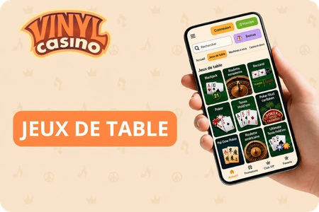 Tables de cartes de Vinyl Casino en ligne